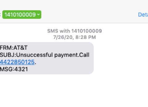 Bogus AT&T Text Message from 1410100009 is Effort to Steal Your Personal Information