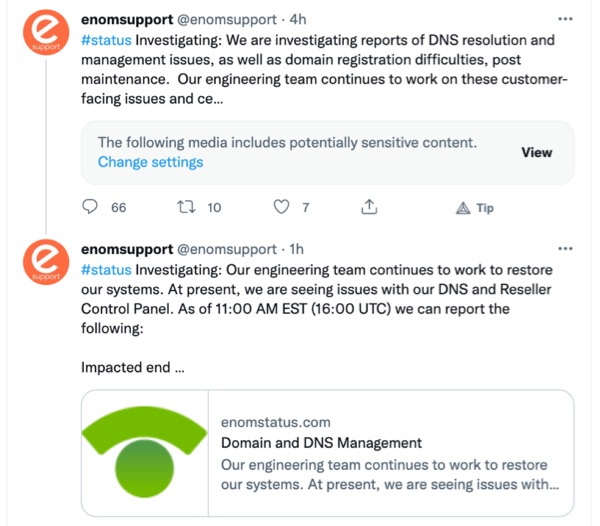 Entire Areas of the Internet Knocked Offline by Enom Following "Routine Maintenance"