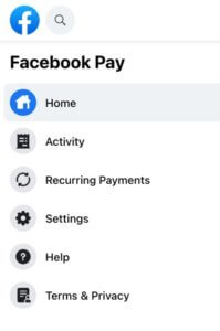 Facebook Pay home