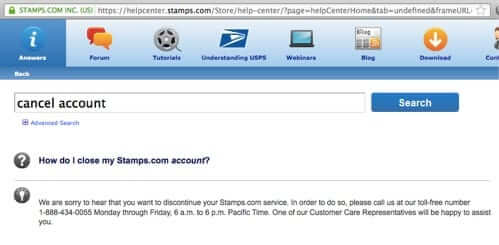 How to cancel stamps.com account