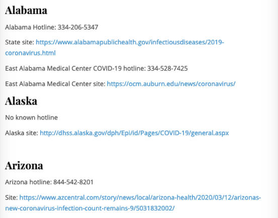 List of Coronavirus Information Hotlines by State (Phone and Email Hotlines for COVID-19 Information)