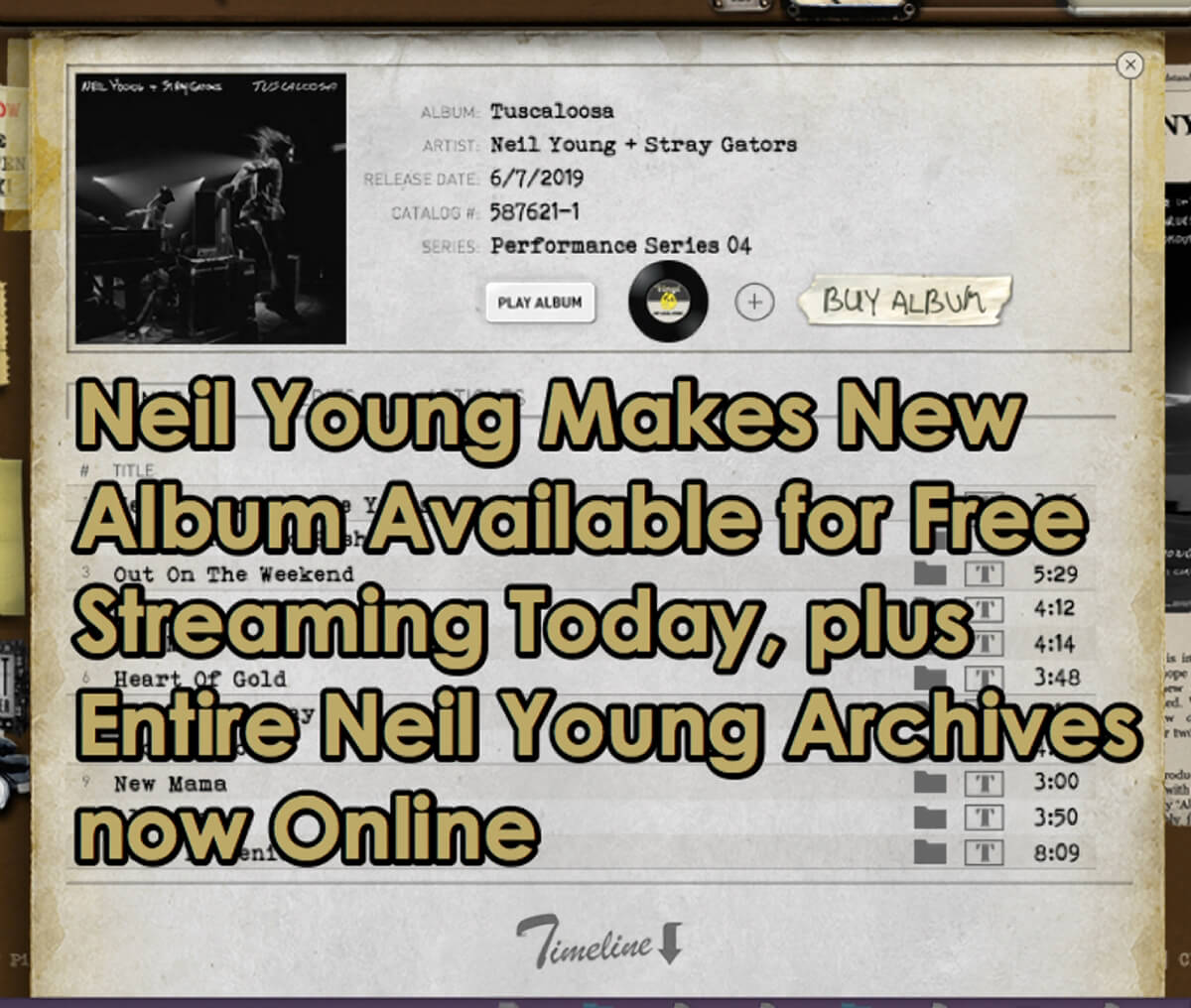 Neil Young Makes New album available streaming