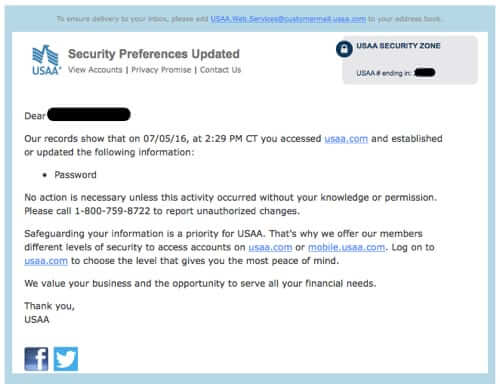 actual usaa notice