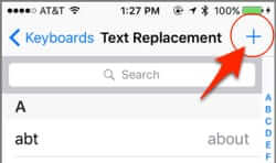 add new text replacement ios iphone