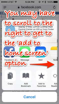 add web page shortcut to homescreen on iphone