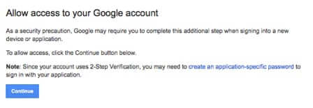 allow access to your Google account