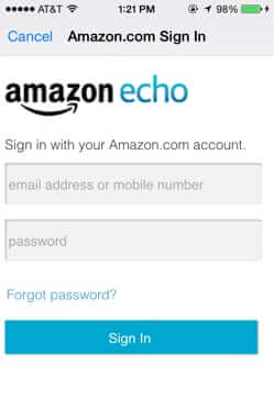 amazon echo app sign in