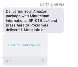 amazon delivered text message