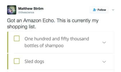 amazon echo shopping list sled dogs