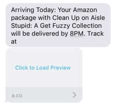 amazon text message arriving today