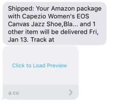 amazon text message order shipped