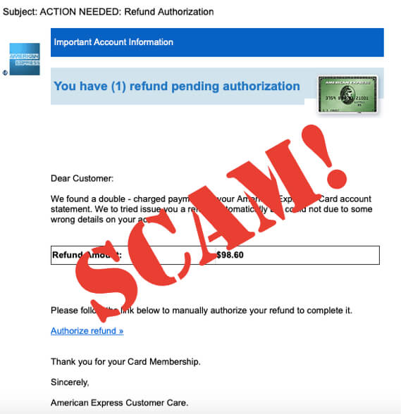 Do NOT Open The American Express Refund Authorization Email 