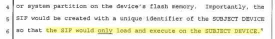 apple fbi sif load only on the SUBJECT DEVICE page 8