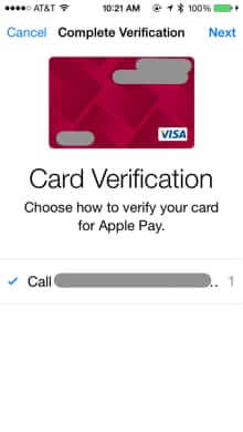 apple pay card verification
