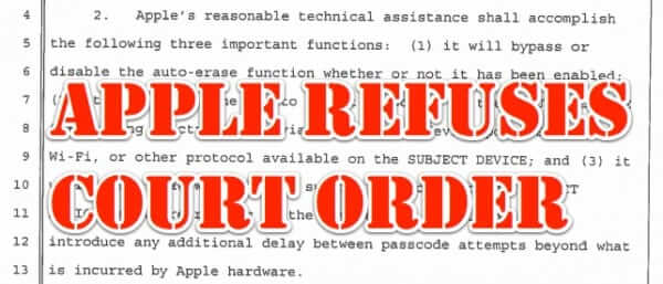 apple refuses fbi court order