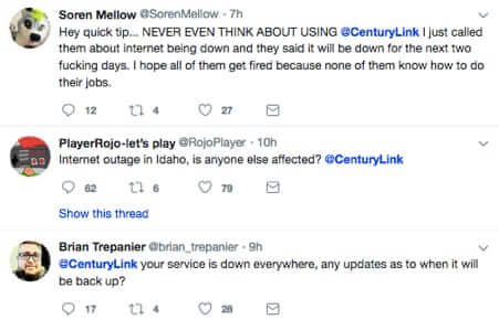 centurylink outage twitter