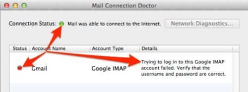 connection doctor email can't connect
