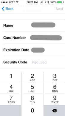 credit card expiration security code date apple pay