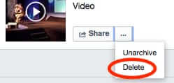 delete unarchive facebook saved link video