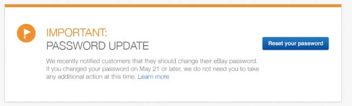 ebay password notice on site