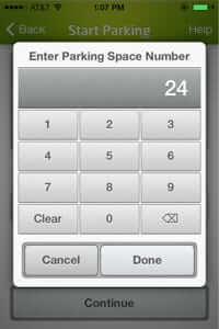 enter parkmobile parking space number-1