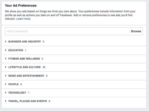 facebook ad preferences general