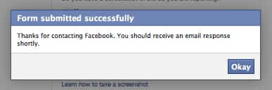 facebook ad reporting form successfully submitted