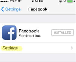 facebook app settings