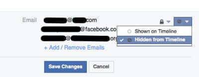 facebook email address settings