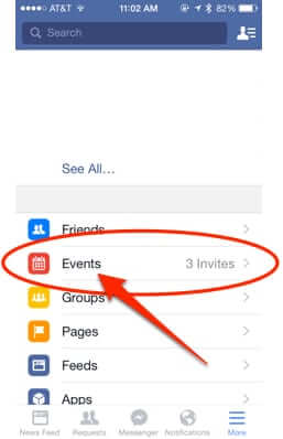 facebook mobile app events