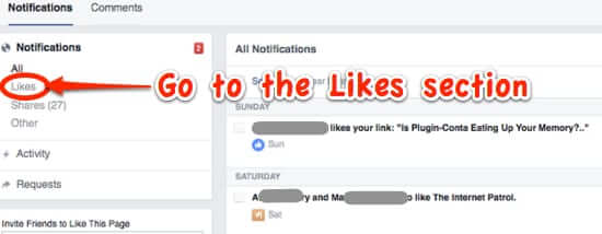 facebook page likes section