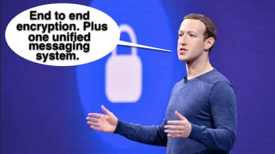 facebook privacy mark zuckerberg encryption unified messaging system