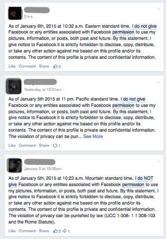 facebook privacy permission disclaimer