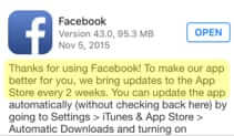 facebook updates apps every two weeks