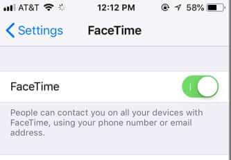 facetime disable iphone