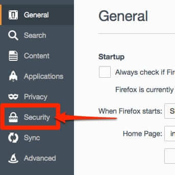 firefox security preferences
