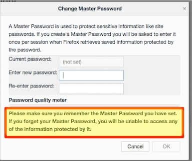 firefox set change master password