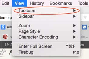 firefox view menu toolbars