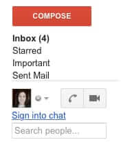 gmail default folder view