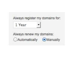 godaddy domain registration renewal defaults