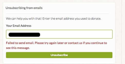 gofundme unsubscribe request failed to send