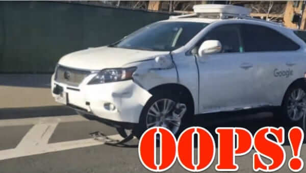 google driverless car hits bus accident