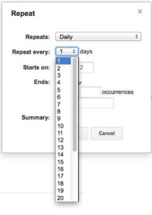 google calendar daily repeating