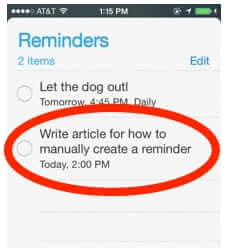 how to manually create reminder iphone