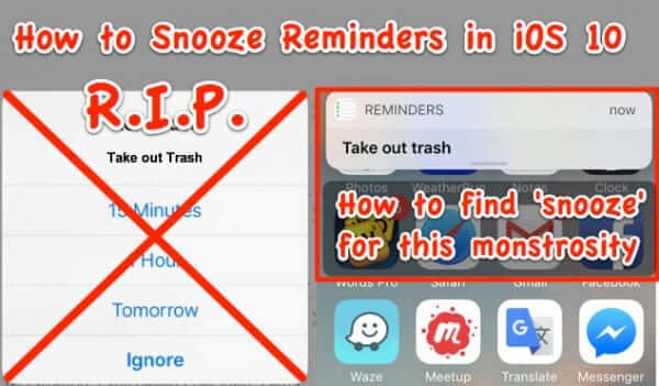 how to snooze reminder alerts in ios 10