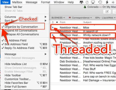 how to threaded view mac mail