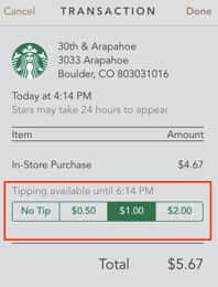 how to tip starbucks app