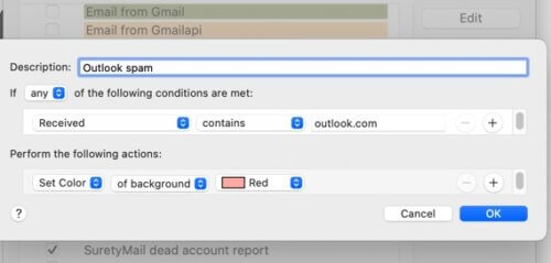 how to change background color of email message in message list on mac mail apple