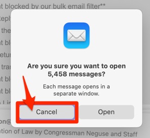 how to deselect all mac mail app