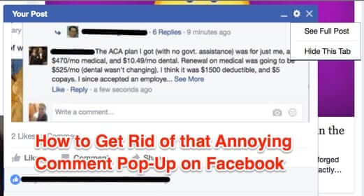 how to get rid of chat comment pop-up facebook